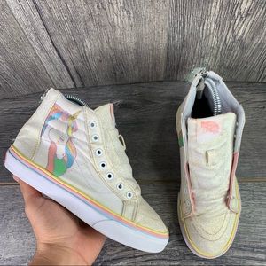 Vans Girls Unicorn High Top Sneakers Glitter Pink Blue Size 4